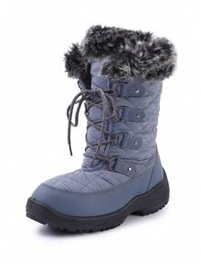 Ataucjin Women's Waterproof Mid Calf Duck Boots,Snow Boots With Anti-Skid Outsole, Warm Thinsulate Lining, Perfect For Winter Hiking And Outdoor Activities - Grey - View 2