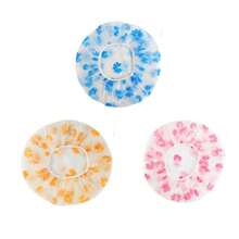Set de 3 gorros de baño ajustables con estampado, impermeables, a prueba de aceite y polvo, reutilizables con correa elástica, adecuados para decoración del baño en el hogar de mujeres