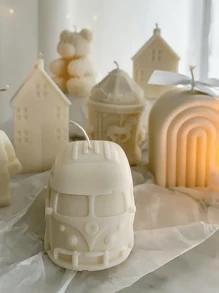 Creative Bus-Shaped Silicone Mold For Aromatherapy Candles, DIY Resin & Plaster Crafts - Unique Car Design Casting Tool - White - View 2