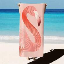 1pc Oversized Flamingo Printed Beach Towel, Extra Large Ultra Soft Quick Dry Beach Blanket - Skin-Friendly And Portable, Suitable For Fun Trips, Yoga, Picnics And Pool Parties