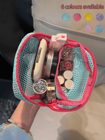 1 件女童马卡龙色网眼大容量洗漱包化妆刷口红化妆品收纳包，便携式旅行化妆品网眼收纳包，返校书包，旅行必需品海滩旅行收纳包，暑假化妆品收纳包化妆品收纳包迷你包旅行小化妆盒配件，化妆架刷包，化妆品容器，化妆包旅行必需品，女士配饰，旅行用品