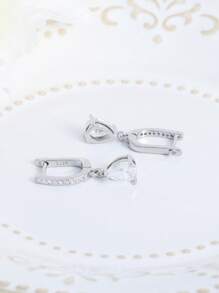 Orecchini ad anello a goccia in zirconia cubica argento, orecchini eleganti ipoallergenici per donne, adatto per uso quotidiano, regalo di compleanno