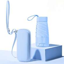 1pc Capsule Umbrella, Black Rubber Sunscreen And Sunshade Umbrella, Compact And Portable UV Resistant Umbrella, Sun Umbrella.