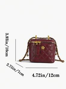 Mini Luxury Women's Square Shoulder Bag, Embroidered Quilted Box Design, Flap Cover, Adjustable Chain Strap, Suitable For Dates, Afternoon Tea, Vacation, Casual, Shopping, Coin Purse, New Style Women Handbag