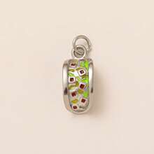 1pc Stainless Steel Plated Gold Drip Paint Multi-Element Pendant Necklace, Christmas Tree, Donut, Football, Roller Skate Charms, Suitable For DIY Necklace And Bracelet