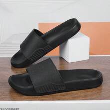 Plus Size Men's Summer Breathable Anti-Slip Durable Deodorizing Thick Sole Simple Fashion Open Toe Slide Sandals, EVA Soft Sole Anti-Slip Bathroom Beach Slippers For Indoor And Outdoor Wear