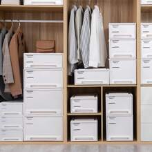 Scatole di stoccaggio impilabili, realizzate in materiale PP, contenitori di stoccaggio stile cassetto, salvaspazio per casa, soggiorno, camera da letto, ufficio, organizer da scrivania