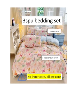 3/Set New High-Density Fabric Ins-Style Premium Reactive Printed Cartoon Embroidered Bedding Set (Including Pillowcase)