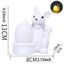 Estatua de conejo de Pascua, bonito huevo de Pascua, conejo, cordero, figura de primavera, centro de mesa para el hogar - Amarillo - Ver 8