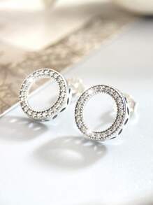 1 par de aretes de círculo hueco de plata esterlina 925 con joyas para mujeres, regalo de joyería fina casual para damas para el Día de San Valentín