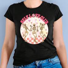 Self Love Club Disco Ball Dancing Skeleton Funny Womens Graphic