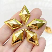 25pcs Rhombus Double-Hole Gold Plated Acrylic Rhinestones For Jewelry Clothing Decoration, 2 Size Options