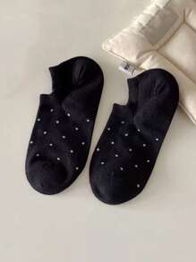 6 Pairs Women Casual Cute Polka Dot Short Socks, Breathable Boat Socks, Chic Minimalist Style, Spring/Summer