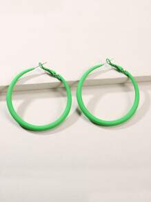 1 Pair European Style Minimalist Round Geometric Open Outline Painted Hoop Earrings, Suitable For Gift Or Daily Use