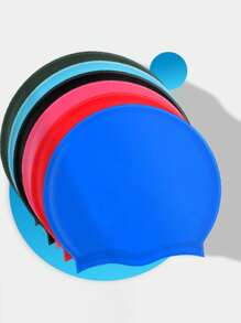 Silicone Swimming Cap, Unisex Comfortable Type Bath Cap, Long Hair Coverage Ear Protection & Reinforced Edge Anti-Tear Design, Non-Slip Swim Cap To Keep Hair Dry, Beach Essentials, Beach Accessories, Pool Float - Multicolor - View 5