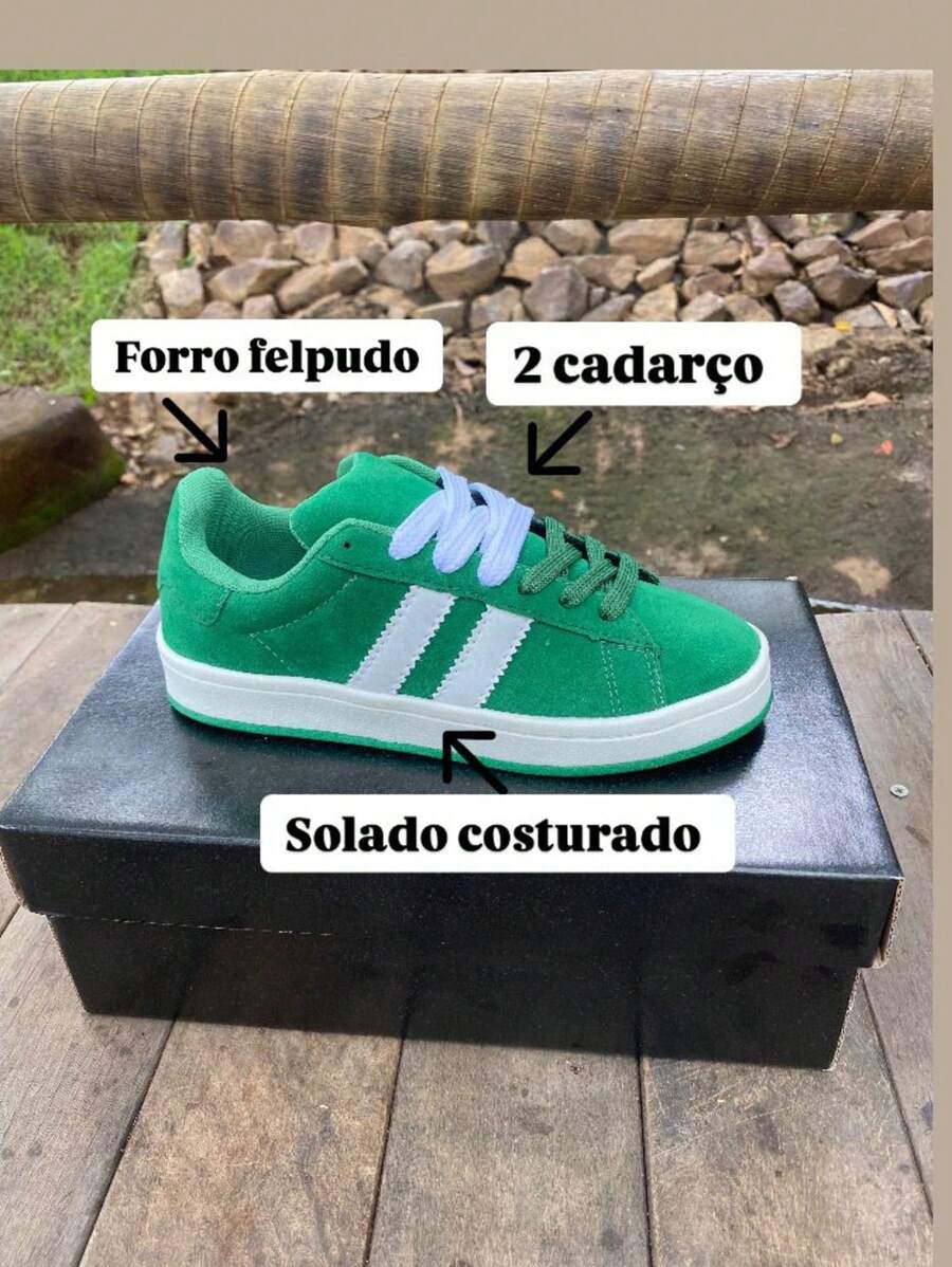 Men's Adult Casual Sports Skate Style 2 Lace-Up Sneakers - 綠色的 - 查看 1