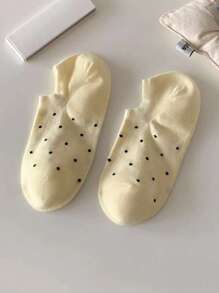 6 Pairs Women Casual Cute Polka Dot Short Socks, Breathable Boat Socks, Chic Minimalist Style, Spring/Summer