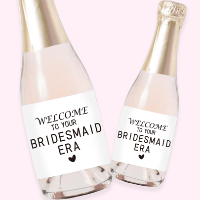 Etiquetas de mini champanhe da era das damas de honra, etiquetas para propostas de damas de honra, você será minha dama de honra ou presente de dama de honra, ideia de caixa para damas de honra