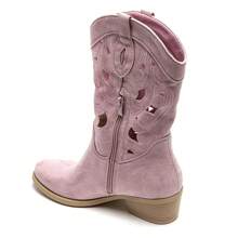 Botas occidentales de tacón bajo con recortes calados - Estilo vaquera - Rosa - Ver 3