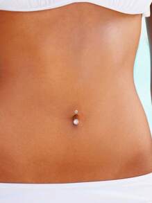 1pc S925 Sterling Silver Simple & Fashion Zirconia U-Shaped Belly Button Ring, & Suitable For Daily Wear - Single Belly Button Ring - View 8