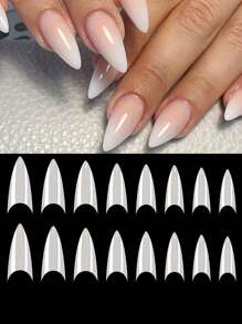 500Pcs Stiletto Nail Tips Half Cover Soft Gel Nail Tips Medium Stiletto False Nails Almond Shape Curved Nail Tips For Acrylic Nails Salon DIY 10Sizes - White - View 1