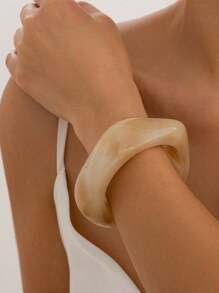 1pc/3pcs Exaggerated Resin Asymmetrical Semi-Transparent Design Personalized Bracelet - Multicolor - View 5