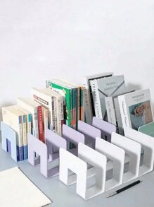 1/4 pièces Étagère à livres acrylique à 4 compartiments, serre-livres multifonctionnels, support pour livres, étagère de rangement de bureau, bibliothèque portable, supports de livres antichoc, étagères à livres, organisateurs de papeterie, compartiments indépendants, grandes ouvertures, convient pour la chambre, le salon, l'école, le dortoir, le bureau, la papeterie, les documents, la cuisine, la salle de bain