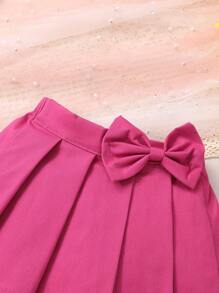 3件套，女婴，柔软舒适，休闲可爱，甜美优雅，松紧腰荷叶边蝴蝶结装饰迷你裙，女童裙装，女婴服装，女童服装，适合日常穿着、度假、聚会、摄影和户外活动 - 彩色 - 查看 6