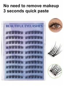 60 piezas/120 piezas de grupos de pestañas postizas C-Curl autoadhesivas, pestañas postizas sin pegamento, de diseño de alto volumen adecuadas para cualquier forma de ojo, aptas para escenario, fiesta y ocasiones festivas