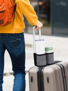 Bagagebekerhouder Reisbenodigdheden Bekerhouder, Handsfree bekerhouder met 2 koffiemokken Trekkoord, Accessoire voor vliegen en reizigers - Reisbagage-accessoireshouder Maak uw hand vrij, past op alle kofferhandvatten
