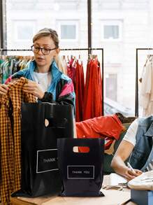 20/50pcs High-Quality Gift Bags, Suitable For Clothing Stores, Shopping And Party Gifts, Also Suitable For Weddings, Birthdays And Other Occasions - Plastic Craft Bags For Small Businesses And Events - Multicolor - View 6
