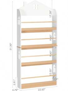 Bookshelf Wall Mounted, 4-Tier Book Shelf Organizer, Tall Wooden Children's Bookcase, Storage Book Rack For Kids Room, Nursery, Bedroom, Living Room, White