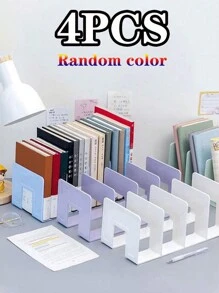 1/4 pièces Étagère à livres acrylique à 4 compartiments, serre-livres multifonctionnels, support pour livres, étagère de rangement de bureau, bibliothèque portable, supports de livres antichoc, étagères à livres, organisateurs de papeterie, compartiments indépendants, grandes ouvertures, convient pour la chambre, le salon, l'école, le dortoir, le bureau, la papeterie, les documents, la cuisine, la salle de bain