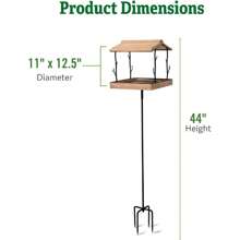 LNPNRENG 喂鸟器 | 独特的天然木户外花园托盘喂鸟器，配有金属网地板和坚固的粉末涂层钢杆桩