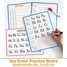 Lachilly 4 Pcs Double Sided ABC Alphabet Letter Math Numbers Handwriting White Board Dry Erase Write And Wipe Board Preschool Classroom Back To School, School Supplies Learning Educational Tools - Multicolor - View 6
