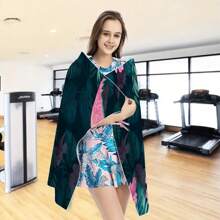 1pc Oversized Flamingo Printed Beach Towel, Extra Large Ultra Soft Quick Dry Beach Blanket - Skin-Friendly And Portable, Suitable For Fun Trips, Yoga, Picnics And Pool Parties