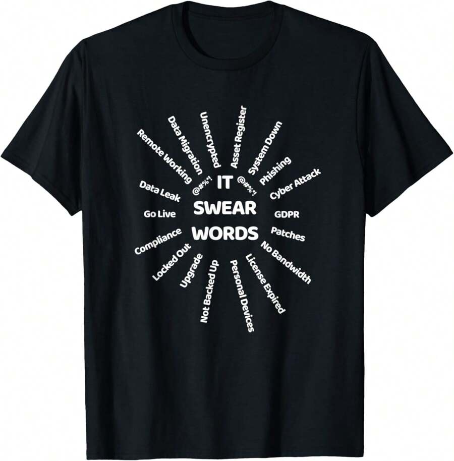 IT Service Desk Information Technology Words Meme Women Men T-Shirt - Black - View 1