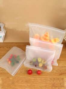 5pcs Reusable Food Storage Bags - Silicone Freezer Bags, Leakproof & Airtight, Stand Up Bags For Meat, Fruit, Vegetables - Multi-Purpose Food Organizer