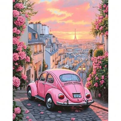 1/2pcs Diy Painting By Numbers Car Acrylic Paint On Canvas Modern City Landscape Picture By Numbers For Adults Diy Gift 40x50cm/16x20inch Without Frame