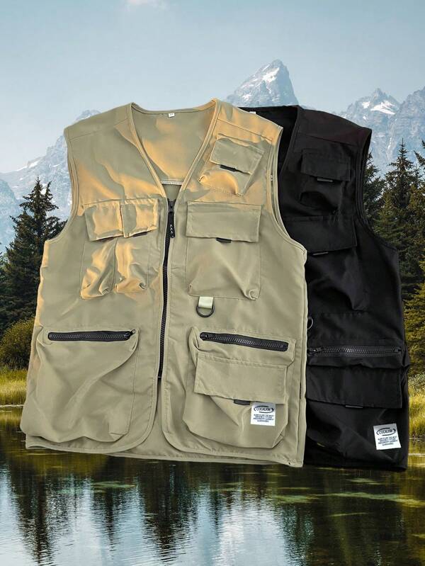 2 Stücke Herren vielseitige Lässig Outdoor Reise Utility Weste, Frühling/Sommer
