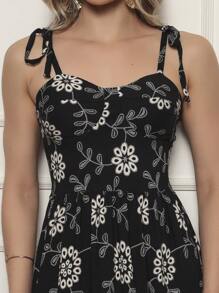 Long Dress With Straps And Loose Cups - 黑與白 - 查看 3