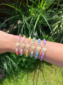 6pcs/Set Bohemian Style Colorful Polymer Clay Layered Sea Turtle Bracelet Set