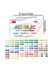 GuangNa 60/120/168color 8106 Acrylic Marker, Creative Double Head + Bicolor Design Painting Watercolor Paint Pen For Ceramic Markers, Artwork Coloring Highlighters, Wall & Painting Essential Graffiti Pen Back To School - Multicolor - View 15