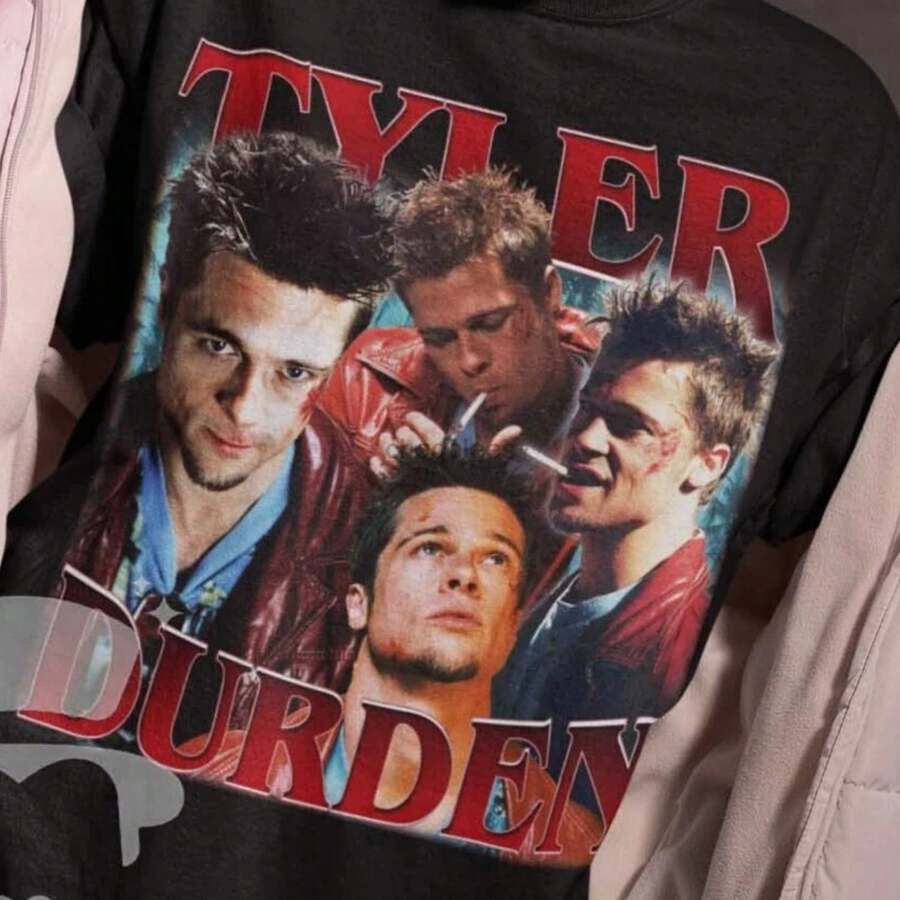 LIMITED Tyler Durden Vintage Shirt Tyler Durden TShirt Gift For Him And Her  Tyler Durden LongSve Shirt 90s Retro Design Grap - màu đen - Xem 1
