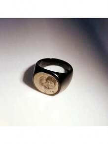 [Daily Comfort] Customized Engraved Photo Ring - Stainless Steel Memorial Jewelry For Men, Available In Black And Gold, Ideal For Birthday, Graduation, Christmas Gift, Spouse, Family, Friends