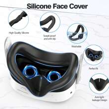Silicone Cover Set For Meta Quest 3S, Protective Soft For Quest 3 / Quest 3S VR Accessories Including Controllers Grips Cover, Shell Cover And Face Cover, Rocker Covers (Black) - Multicolor - View 7