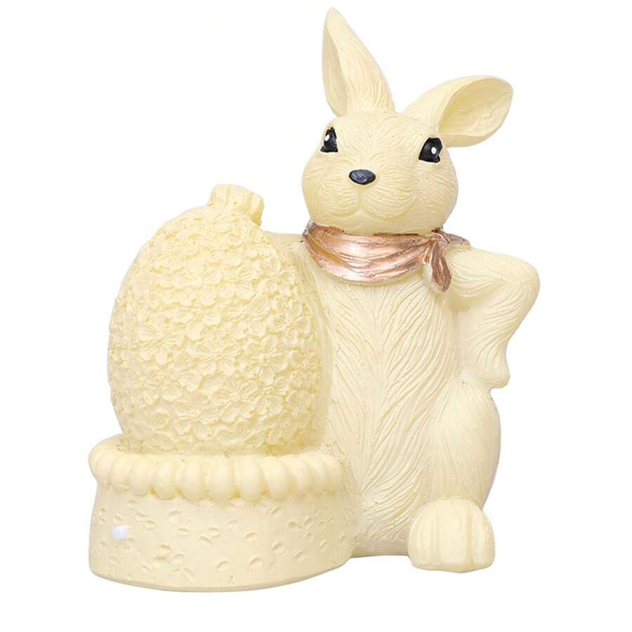 Estatua de conejo de Pascua, bonito huevo de Pascua, conejo, cordero, figura de primavera, centro de mesa para el hogar - Amarillo - Ver 1