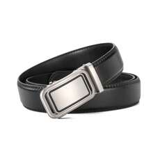 2 件套 2025 经典男士自动扣真皮腰带复古时尚休闲腰带适合职场、四季 - 黑色*2 - 查看 5