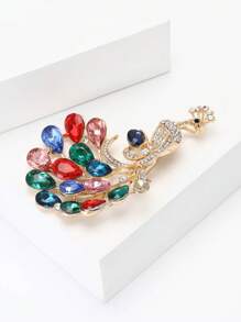 Elegant Rhinestone Peacock Brooch For Women Animal Pin Dress Suit Pin Accessories Party Banquet Gift