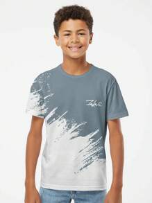 青少年男孩休闲时尚 T 恤，卡通酷炫图案短袖，四季户外服装，流行